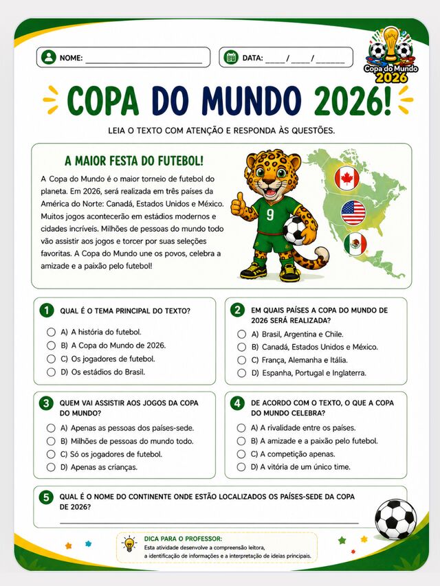 Atividade Copa do Mundo 2026